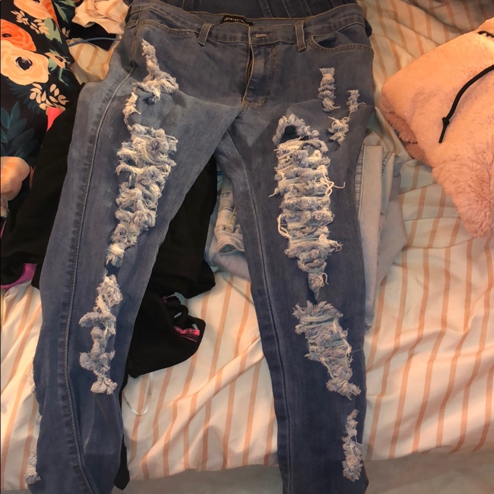 Fashion nova high waisted distressed jeans